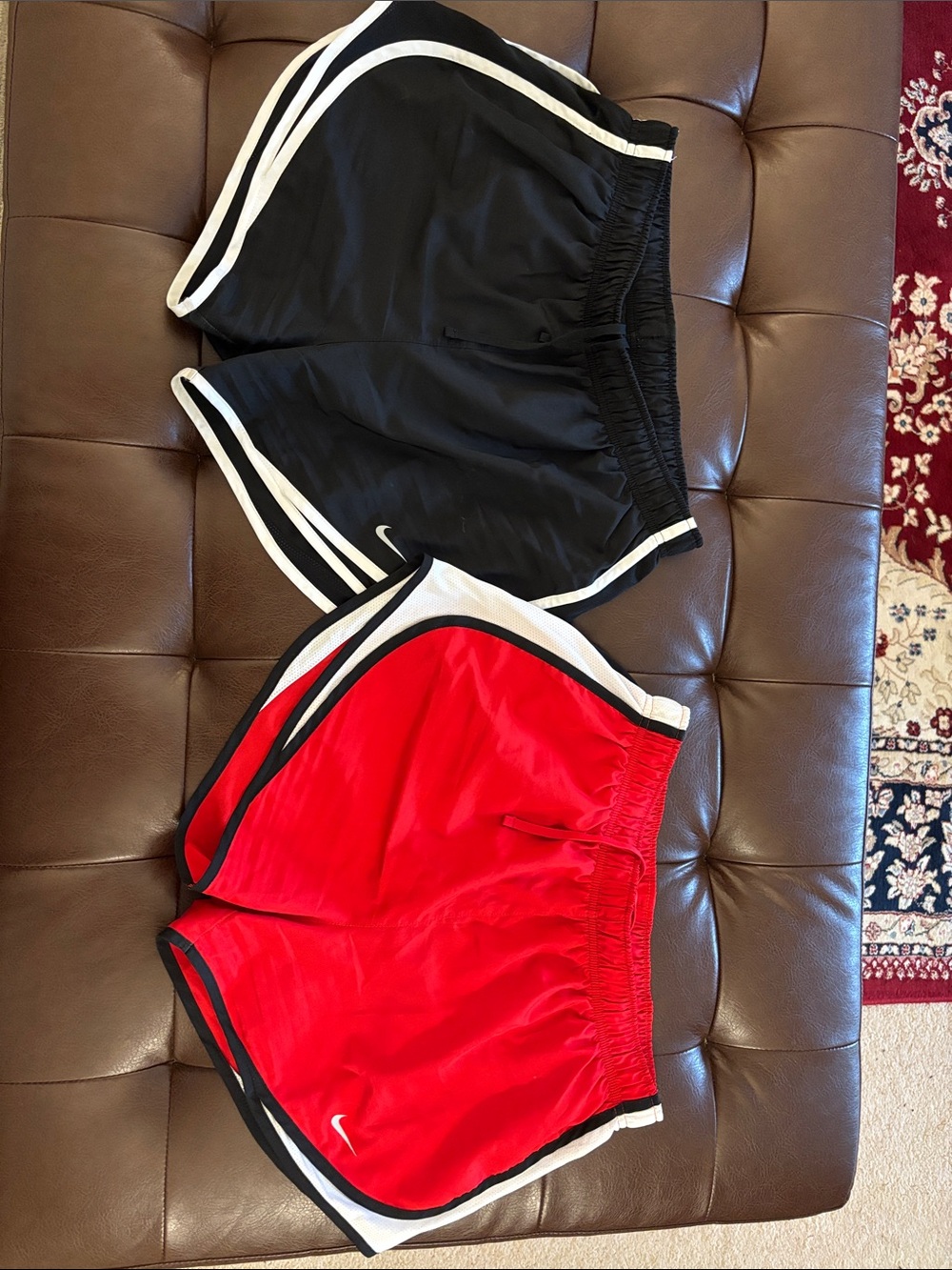 Nike Women's Red and Black Athletic Shorts Duo